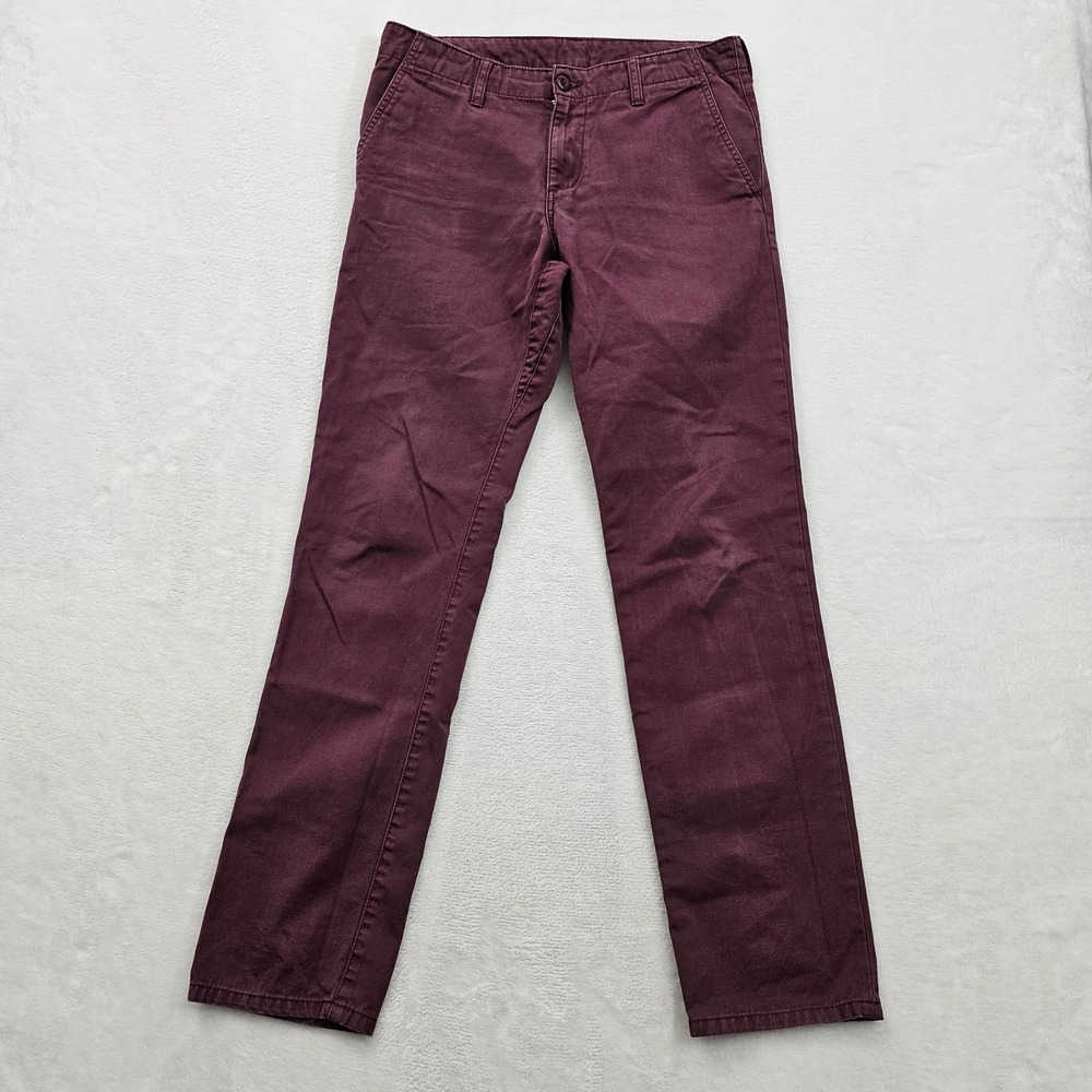 Carhartt WIP Club Pant Mens 30x31 Burgundy Cotton Chino Slim Straight Workwear - Picture 2 of 9